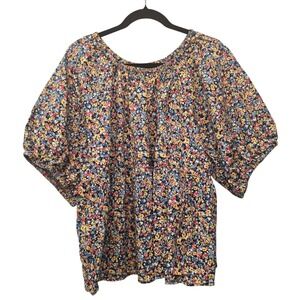 Old Navy XXL Floral Peasant Blouse | Cottagecore Boho Romantic Puff Sleeve Top